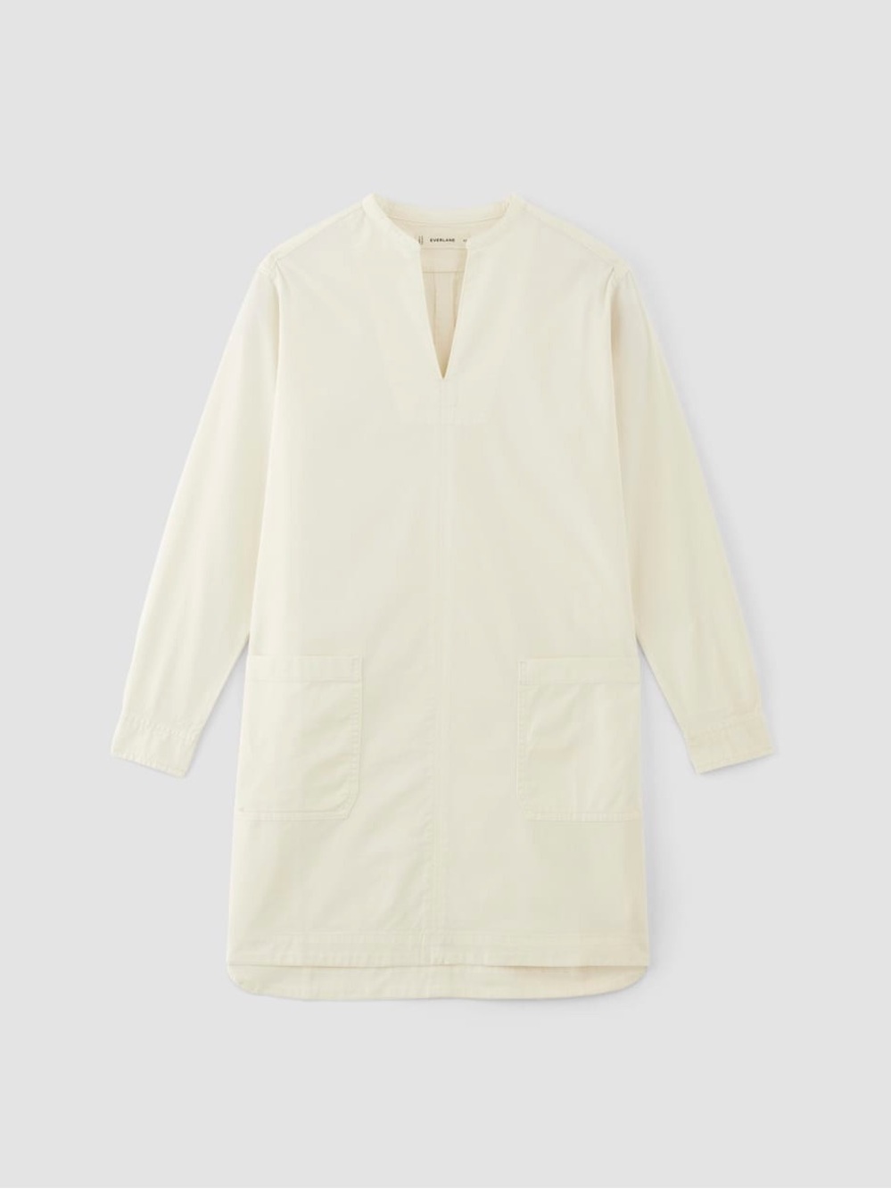Everlane THE LONG-SLEEVE UTILITY MINI DRESS Cream Split-Neck Tunic